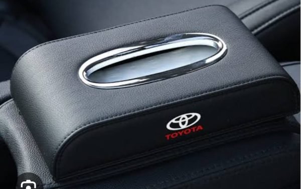 High Quality Tissue Box for Car - Toyota Logo -  Leather - Black