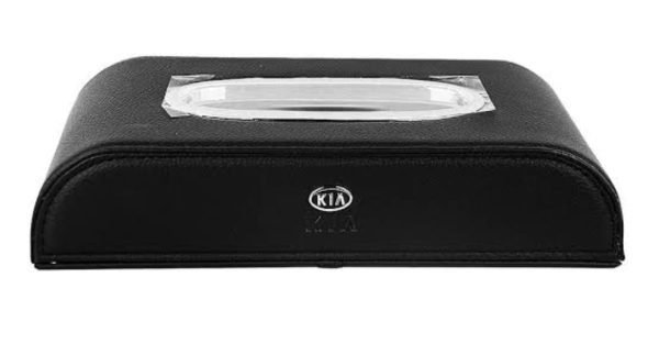 High Quality Tissue Box for Car - KIA Logo -  Leather - Black