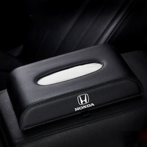 High Quality Tissue Box for Car – Honda Logo –  Leather – Black