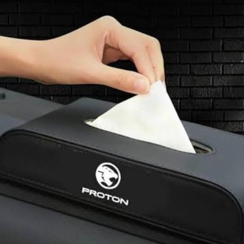 High Quality Tissue Box for Car – PROTON Logo –  Leather – Black
