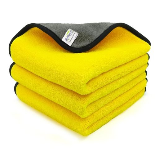 Microfiber Towels Yellow & Grey 40X40 (900 GSM) Pack of 3