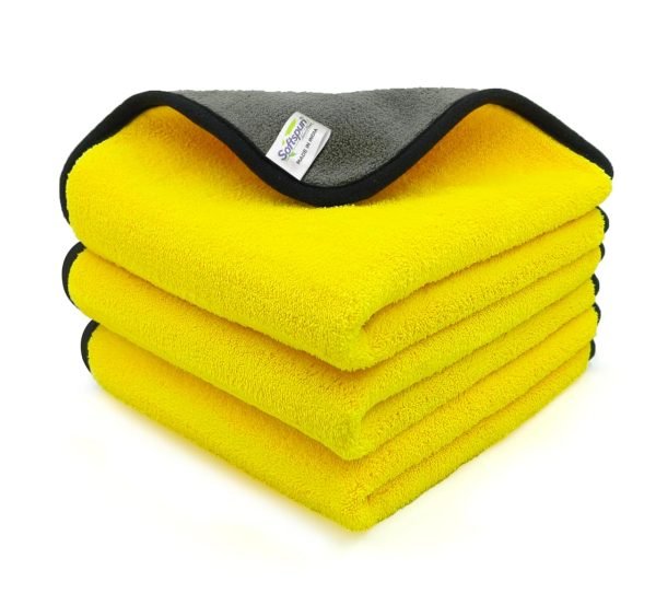 Microfiber Towels Yellow & Grey 40X40 (900 GSM) Pack of 3